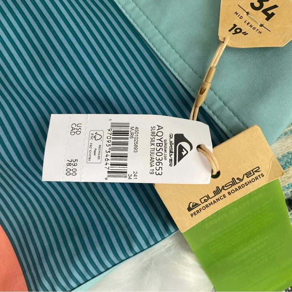 Nwt Quiksilver Blue and Orange Board Shorts Swim